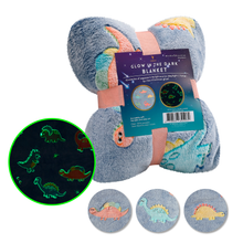 Load image into Gallery viewer, VUDECO Glow in The Dark Blanket for Kids 50 x 60 inches ( Dinosaur)