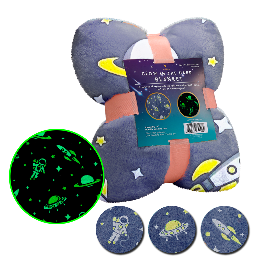 VUDECO Glow in The Dark Blanket for Kids 50 x 60 inches ( Astronaut)