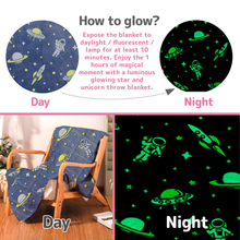 Load image into Gallery viewer, VUDECO Glow in The Dark Blanket for Kids 50 x 60 inches ( Astronaut)