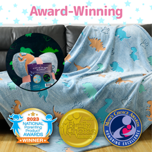 Load image into Gallery viewer, VUDECO Glow in The Dark Blanket for Kids 50 x 60 inches ( Footprint Dinosaur)