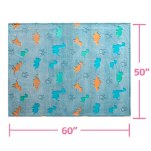 Load image into Gallery viewer, VUDECO Glow in The Dark Blanket for Kids 50 x 60 inches ( Footprint Dinosaur)