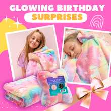 Load image into Gallery viewer, VUDECO Glow in The Dark Blanket for Kids 50 x 60 inches (Rainbow Unicorn)