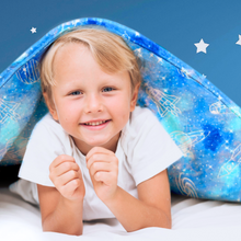 Load image into Gallery viewer, VUDECO Glow in The Dark Blanket for Kids 50 x 60 inches (Blue Space)
