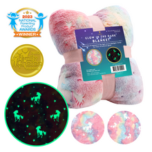 Load image into Gallery viewer, VUDECO Glow in The Dark Blanket for Kids 50 x 60 inches (Rainbow Unicorn)