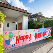 Load image into Gallery viewer, VUDECO Large Happy Birthday Banner  118 in x 19.7 in