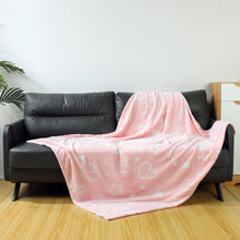Load image into Gallery viewer, VUDECO Glow in The Dark Blanket for Kids 50 x 60 inches (Pink Heart)