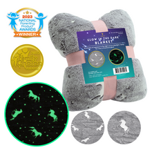 Load image into Gallery viewer, VUDECO Glow in The Dark Blanket for Kids 50 x 60 inches (Gray Unicorn)
