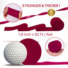 Load image into Gallery viewer, Burgundy Crepe Paper Streamers by PartyWoo: 6 Rolls, 492ft, 1.8in x 82ft Each, Thicker, Easy to Use, Multi-Purpose Decorations
