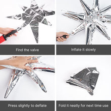 Load image into Gallery viewer, PartyWoo Silver Star Foil Balloons 10 pcs Different Sizes Pack of 42 27 22 Inch Large Spike Starburst Mylar Balloons and Ribbon for Graduation Wedding New Year Anniversary Birthday Party Decorations