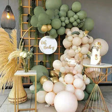 Load image into Gallery viewer, PartyWoo Sage Green Balloons 142 pcs Olive Balloons Different Sizes Pack of 18 12 10 5 Inch Olive Green Balloon Arch Kit Sage Balloon Garland as Forest Baby Shower Birthday Party Decorations Green-F81