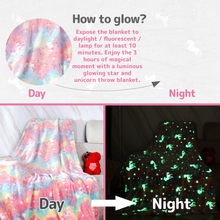 Load image into Gallery viewer, VUDECO Glow in The Dark Blanket for Kids 50 x 60 inches (Rainbow Unicorn)