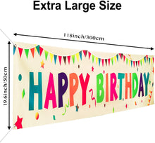 Load image into Gallery viewer, VUDECO Large Happy Birthday Banner Large 118" x 19.7" (Yellow)