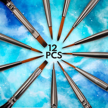 Load image into Gallery viewer, VUDECO 12 PCs Miniature Paint Brushes Kit (Black)