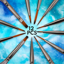Load image into Gallery viewer, VUDECO 12 PCs Miniature Paint Brushes Kit (Brown)