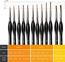 Load image into Gallery viewer, VUDECO 12 PCs Miniature Paint Brushes Kit (Black)