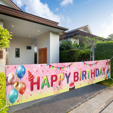 Load image into Gallery viewer, VUDECO Large Happy Birthday Banner Large 118&quot; x 19.7&quot;  (Pink)
