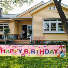 Load image into Gallery viewer, VUDECO Large Happy Birthday Banner Large 118" x 19.7" (Pink)