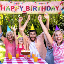 Load image into Gallery viewer, VUDECO Large Happy Birthday Banner Large 118" x 19.7" (Pink)