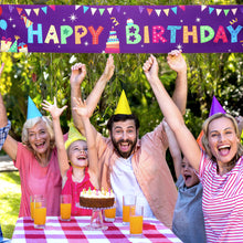 Load image into Gallery viewer, VUDECO Large Happy Birthday Banner Large 118" x 19.7" (Purple)