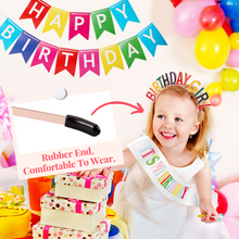 Load image into Gallery viewer, VUDECO Rainbow Birthday Party Set for Kids - Tiara, Sash, Banner
