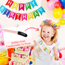 Load image into Gallery viewer, VUDECO Rainbow Birthday Party Set for Kids - Tiara, Sash, Banner