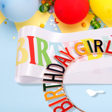 Load image into Gallery viewer, VUDECO Rainbow Birthday Party Set for Kids - Tiara, Sash, Banner