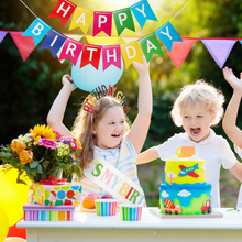 Load image into Gallery viewer, VUDECO Rainbow Birthday Party Set for Kids - Tiara, Sash, Banner