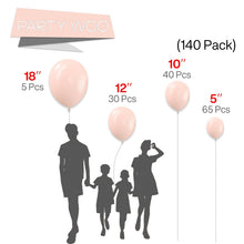 Load image into Gallery viewer, PartyWoo Light Pink Balloons 140 pcs Different Sizes of 18 12 10 5 Inch Pastel Baby Pale Light Blush Pink Balloon Arch Kit Garland for Wedding Baby Shower Birthday Party Decorations Pink-Q01
