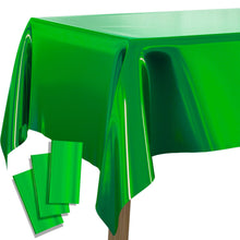 Load image into Gallery viewer, PartyWoo 3 pcs Green Foil Table Cover, 54 x 108 Inch Rectangle Waterproof Tablecloth for 6 to 8 Foot Tables, Disposable Plastic Party Tablecloth for Christmas Graduation Birthday Party Decorations
