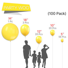 Load image into Gallery viewer, PartyWoo Yellow Balloons 100 pcs Different Sizes of 36 18 12 10 5 Inch Matte Light Yellow Latex Balloon Arch Kit Garland for Easter Bee Baby Shower Sunflower Birthday Graduation Decorations Yellow-Y55
