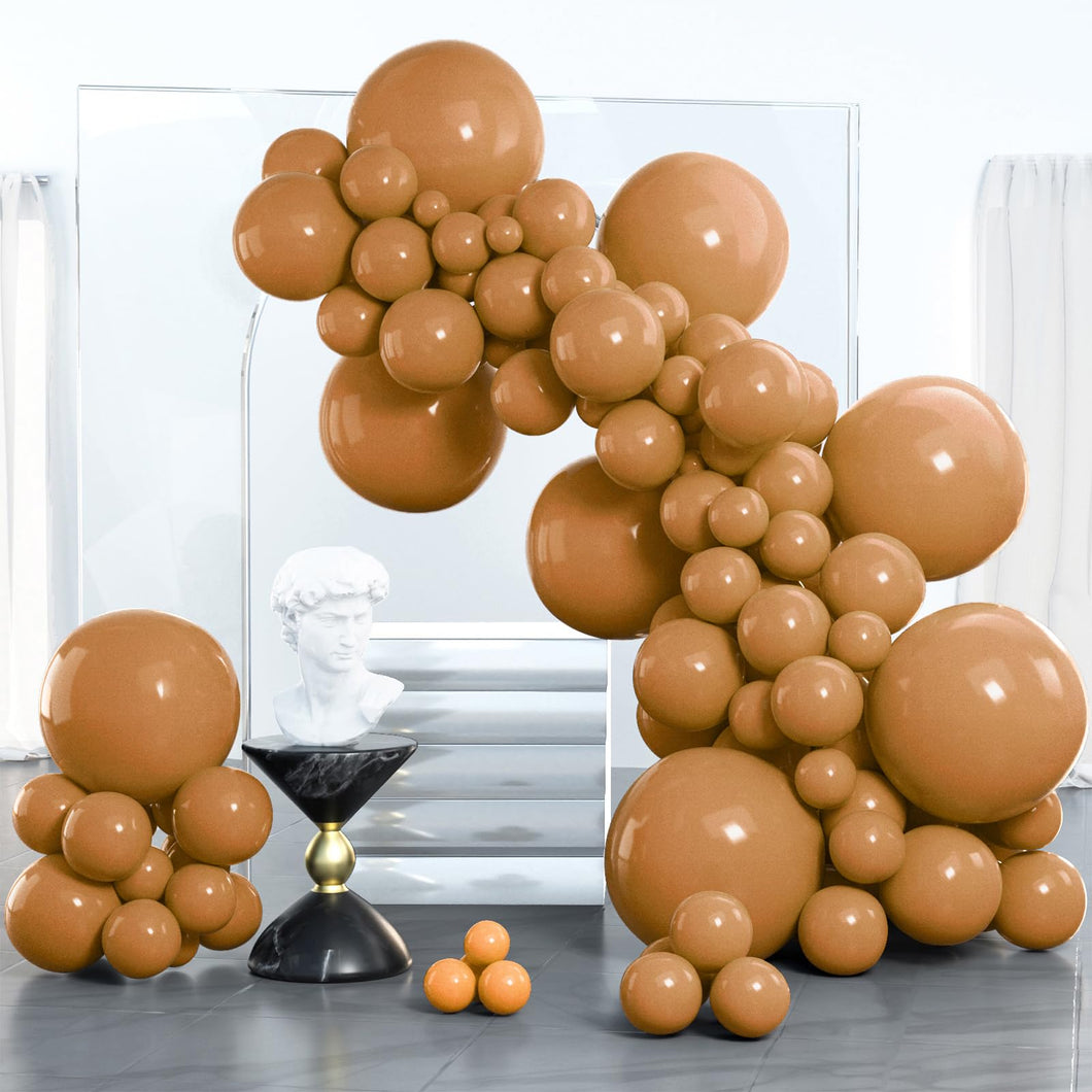 PartyWoo Light Brown Balloons 100 pcs Different Sizes of 18 12 10 5 Inch Caramel Brown Tan Boho Neutral Latex Balloon Arch Kit Garland for Birthday Wedding Baby Shower Party Decorations Brown-F10