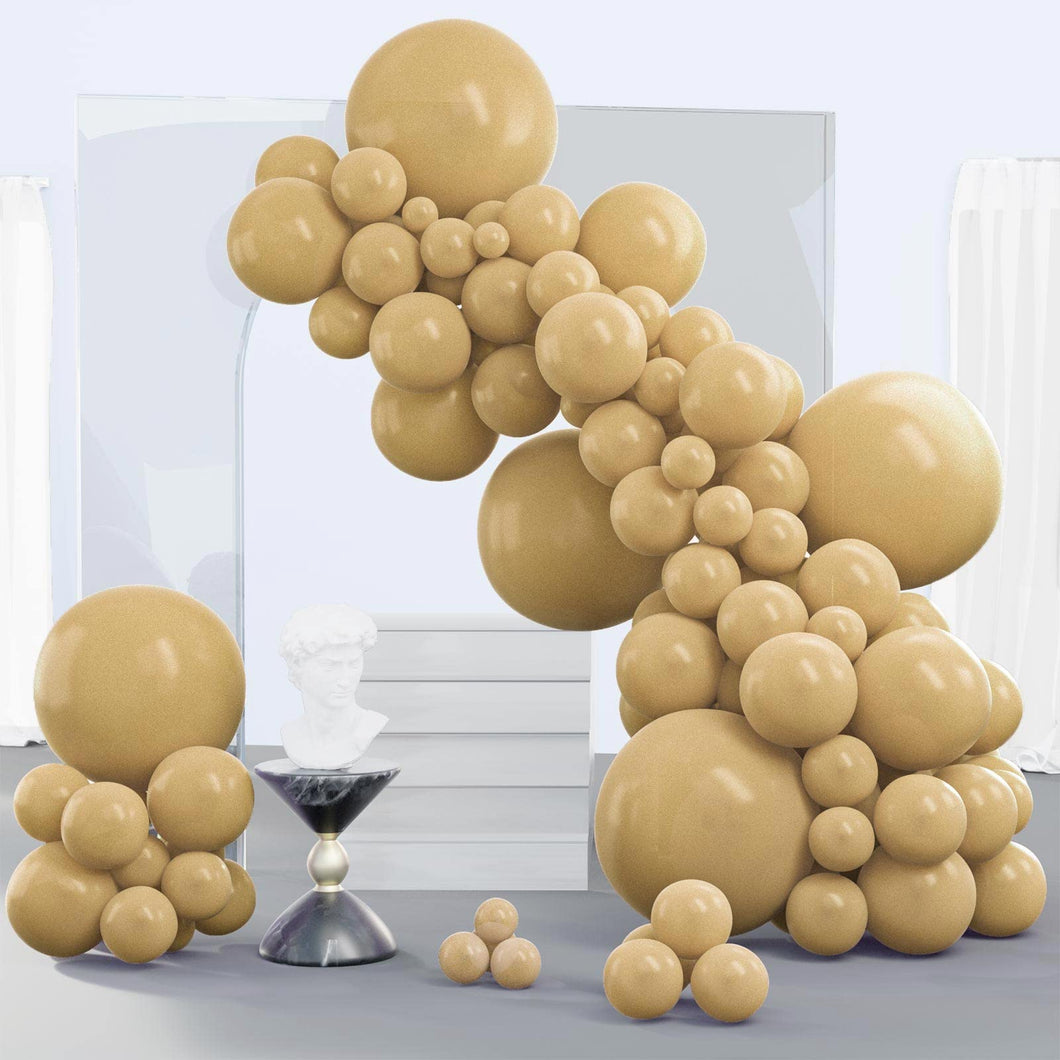 PartyWoo Tan Balloons 140 pcs Different Sizes of 18 12 10 5 Inch Light Brown Neutral Boho Coffee Balloon Arch Kit Garland for Wedding Baby Shower Safari Woodland Birthday Party Decorations Tan-F19