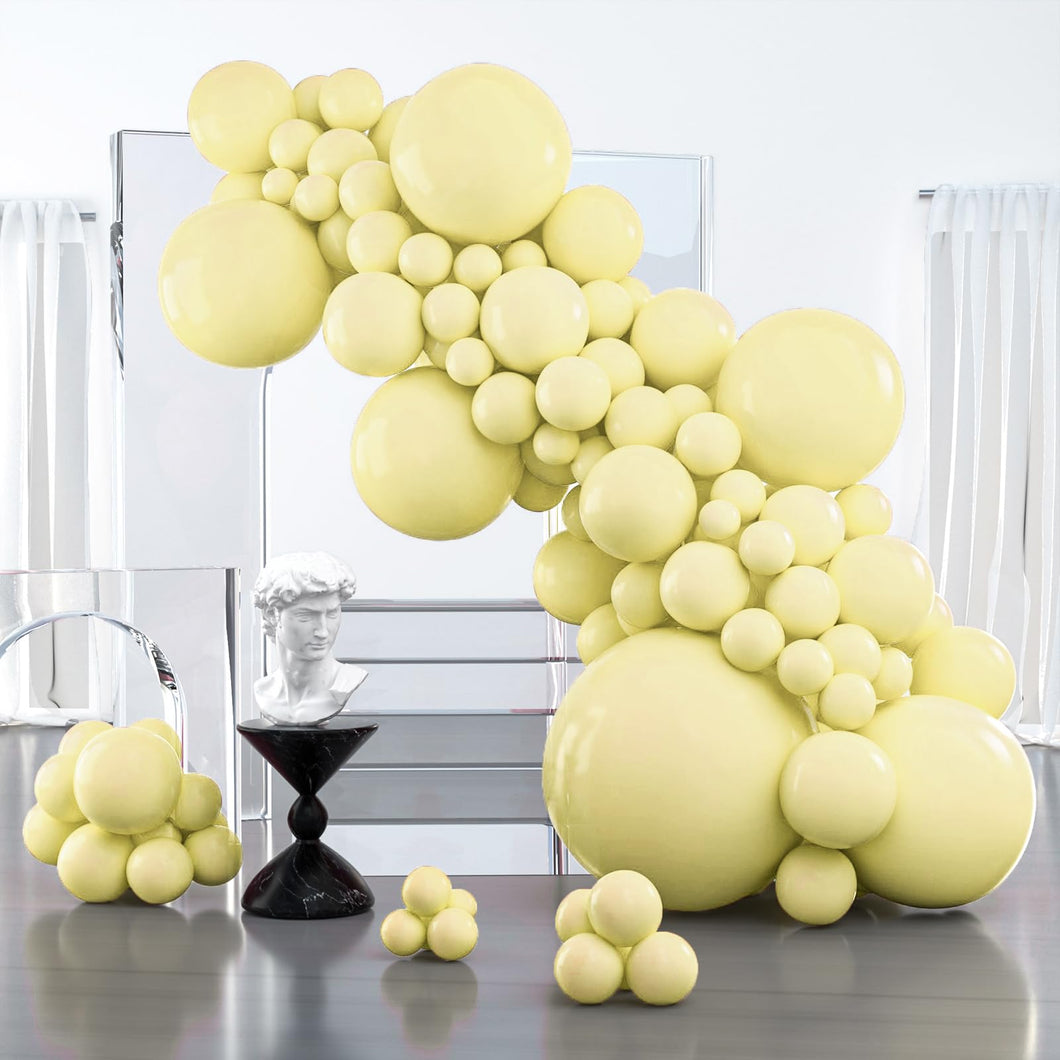 PartyWoo Pastel Yellow Balloons 127 pcs Different Sizes of 36 18 12 10 5 Inch Small Mini Light Pale Yellow Balloon Arch Kit Garland for Baby Shower Easter Birthday Party Decorations Yellow-Q07