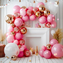 Load image into Gallery viewer, PartyWoo Pink and Gold Balloons, 140 pcs Pastel Pink and Chrome Gold Balloons Different Sizes Pack of 18 Inch 12 Inch 10 Inch 5 Inch for Balloon Garland Arch as Birthday Decorations, Party Decorations
