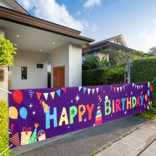Load image into Gallery viewer, VUDECO Large Happy Birthday Banner Large 118&quot; x 19.7&quot;  (Purple)
